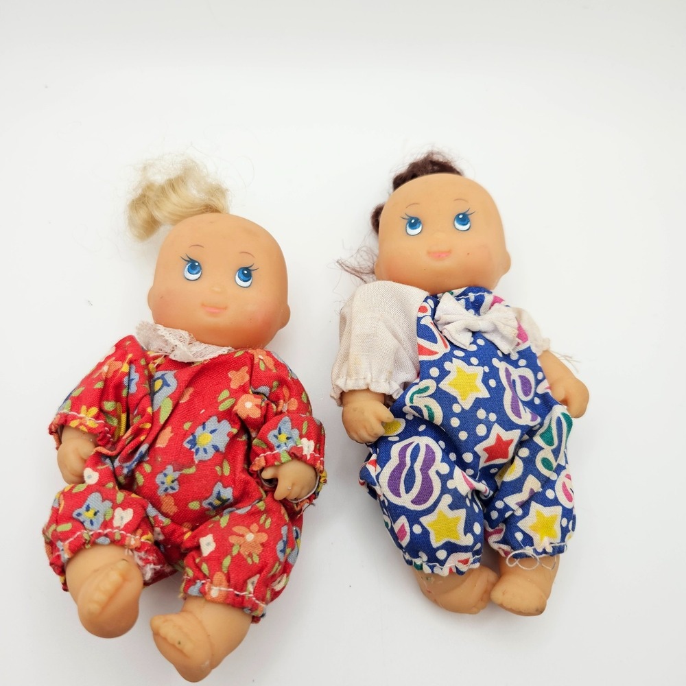 Vintage 1994 Cititoy Mini Baby Dolls Lot of 2 – 4" Soft Body Vinyl Dolls – GP045